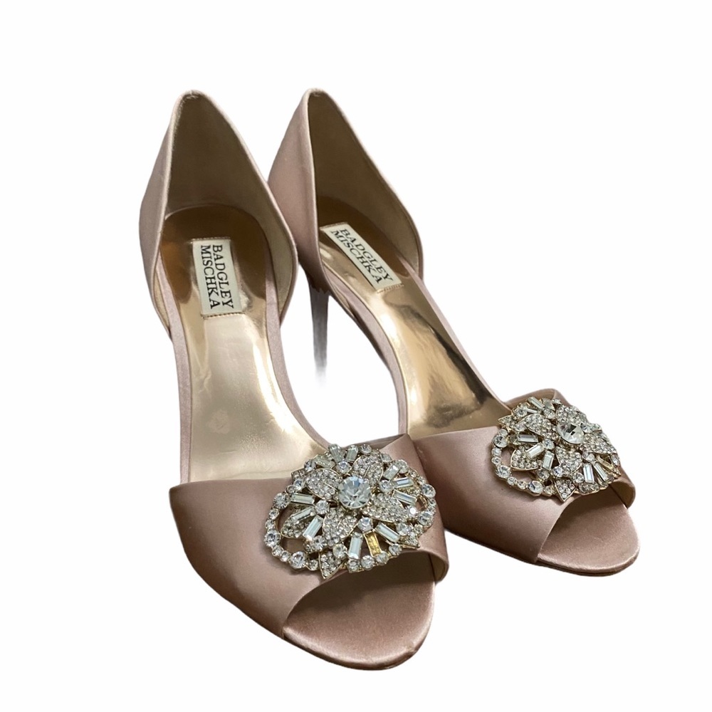 Badgley Mischka Embellished Peep Toe Heel Pump - Picture 1 of 9